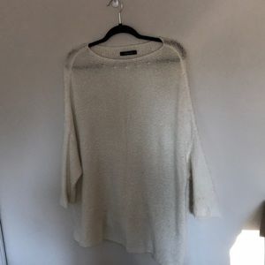 WHITE CASHMERE ASYMMETRICAL SWEATER